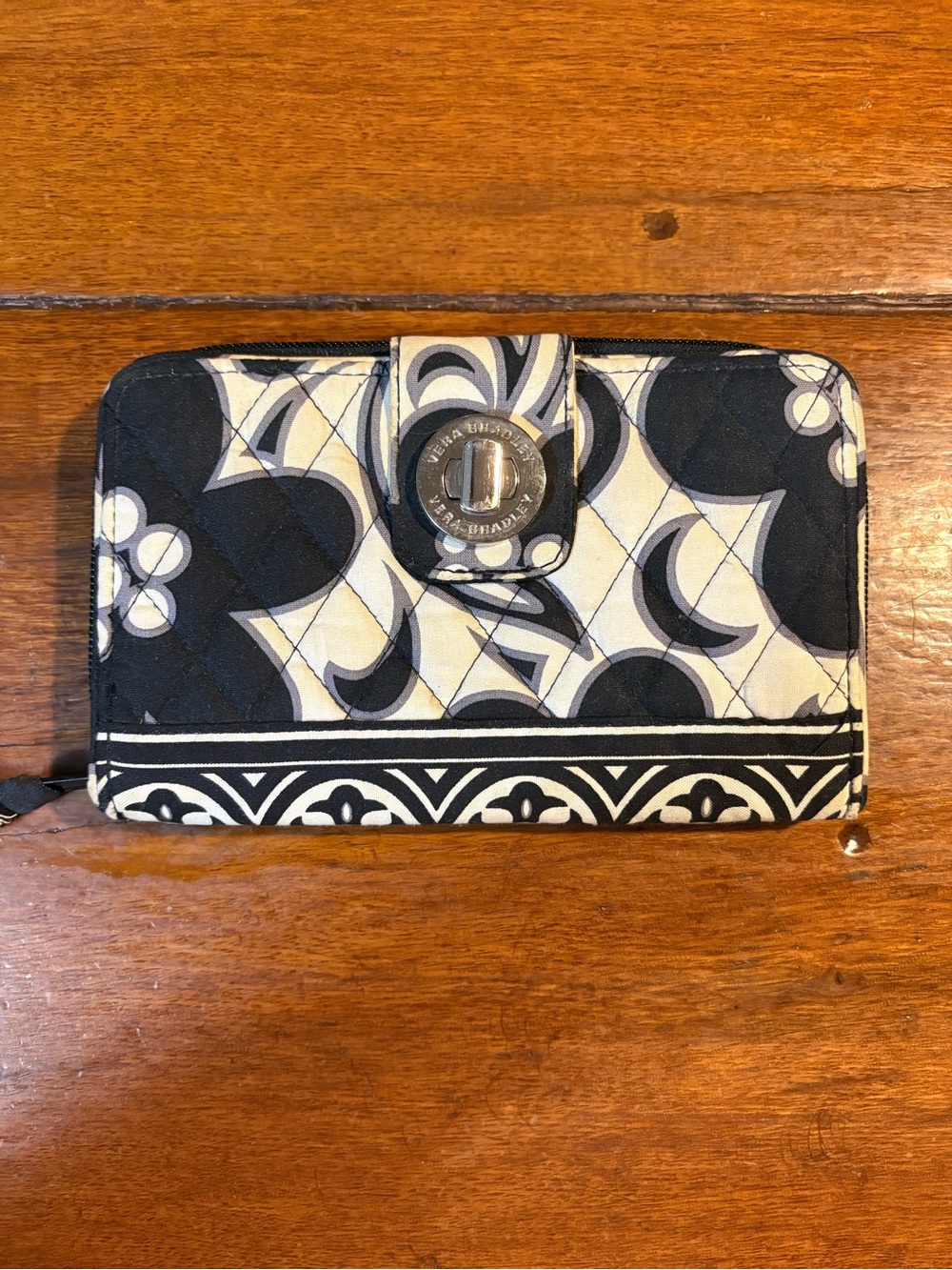 Vera Bradley Black & Cream Quilted Zip-Around Wallet